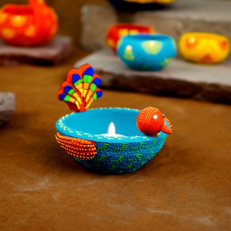Handmade Washable Bird Terracotta T-Light Holder